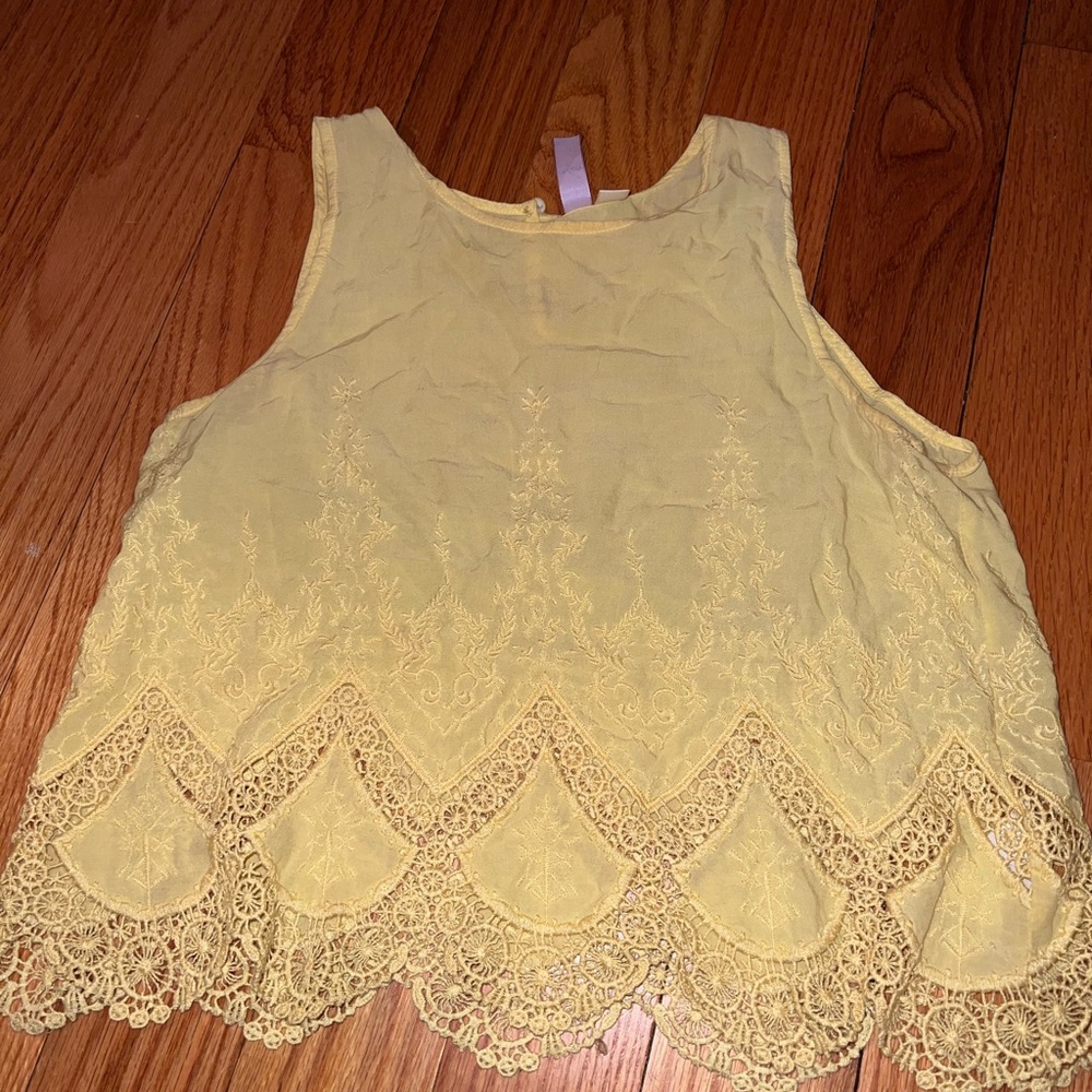 Yellow Lace Sleeveless Top